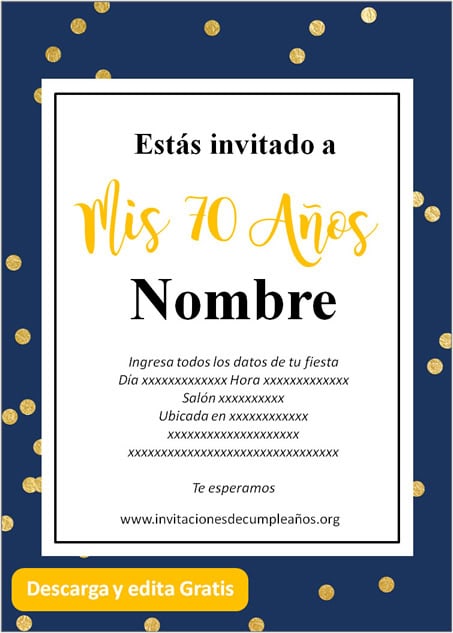 ▷ Las mejores Invitaciones de 70 años para editar y compartir【2023】